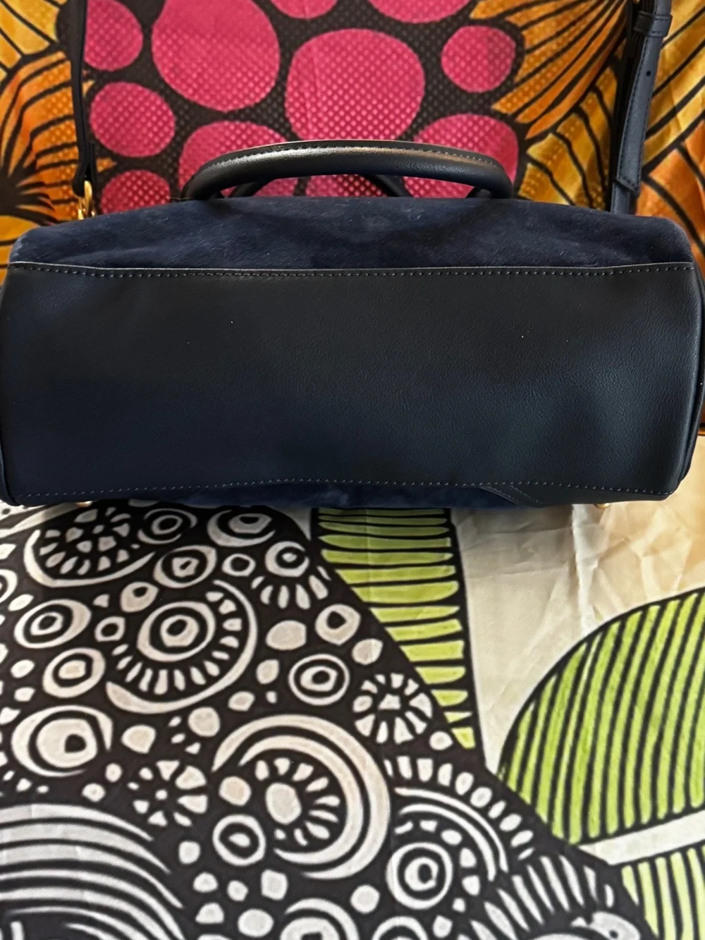 Juicy Couture Navy Suede Satchel with Pink Heart Charm